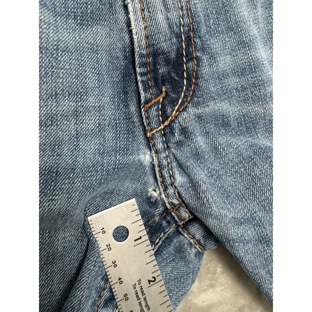 Ariat M4 Jeans Mens 31x34 Blue Denim Bootcut Stretch Distressed Western Cowboy